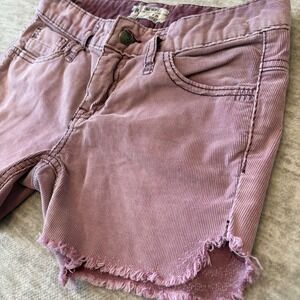 Free People Women's Lilac Corduroy Cut-Off Shorts Frayed Hem Boho‎ Size W25